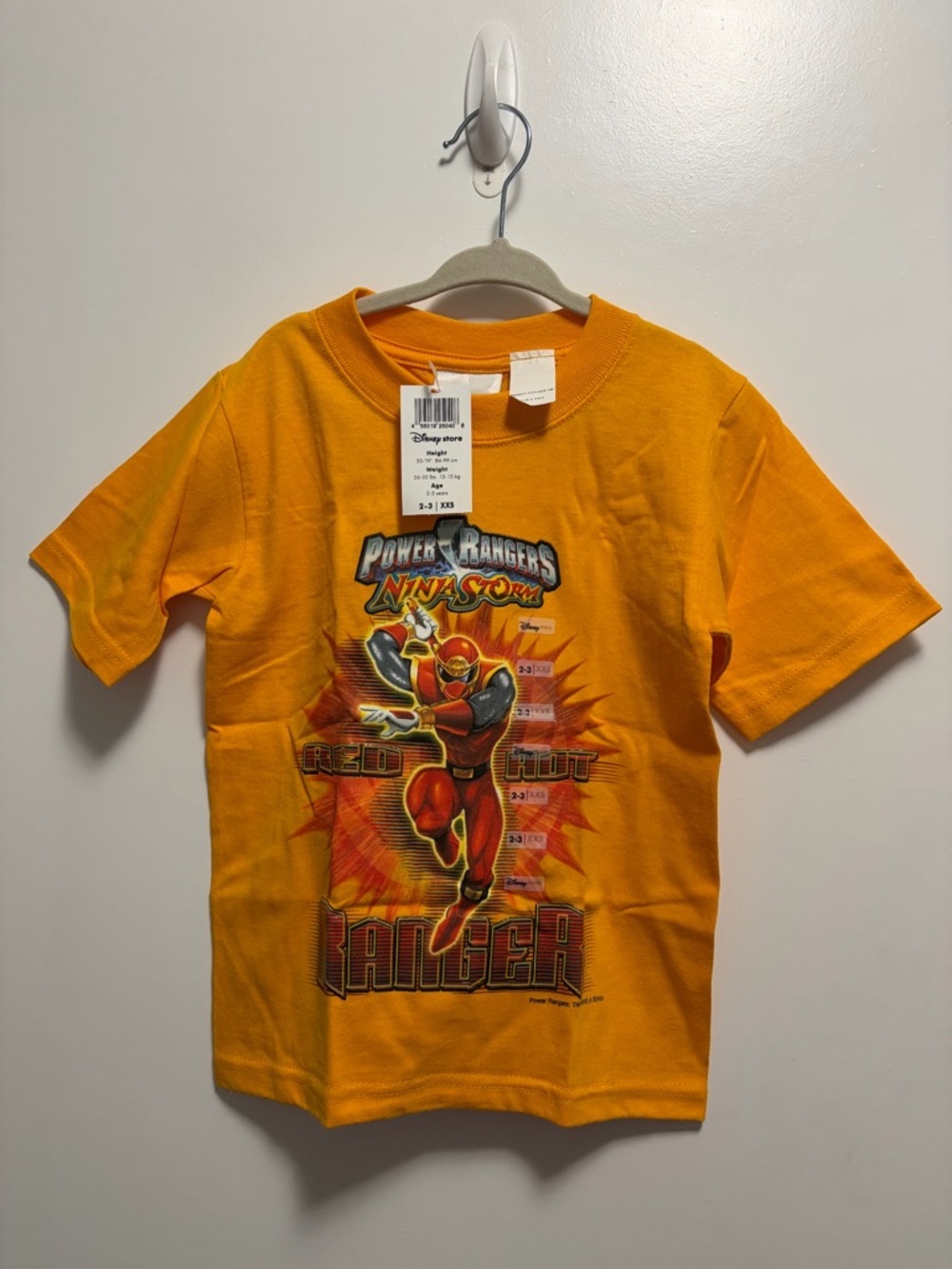 NWT Disney Store Power Rangers Ninja Storm Yellow T Shirt Size XXS 2-3 Years